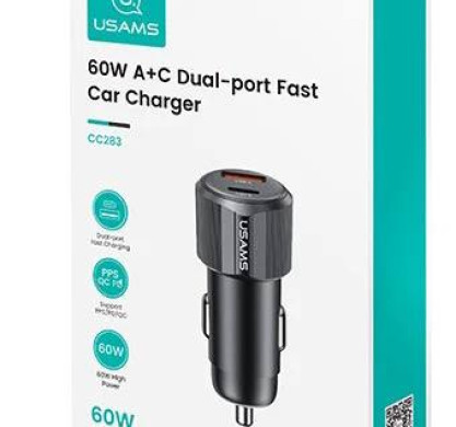 Автомобильное 3/Y/USAMS 60W Dual-Port Fast Car Charger
